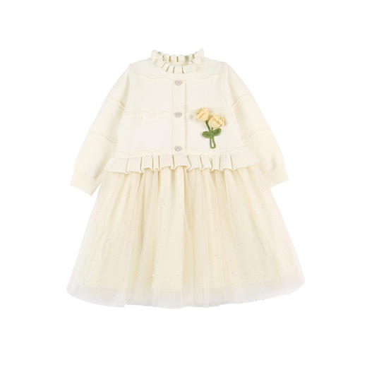 笛莎Deesha童装女童连衣裙2023冬季新款小童郁金香网纱连衣裙 商品图4