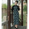 BJS-8602复古改良气质民国风丝绒旗袍 秋季新款日常新式显瘦旗袍裙8602 商品缩略图0