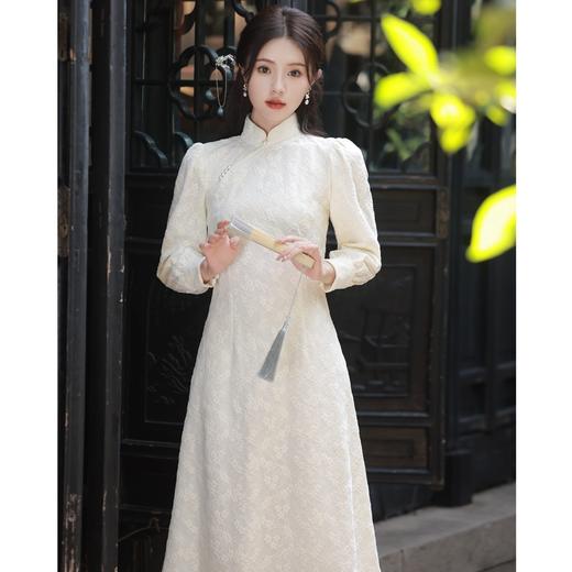 BJS-8521改良气质复古蕾丝旗袍长款 秋季新款民国风日常显瘦旗袍裙8521 商品图2