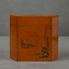 清 竹簧山水人物六角茶仓