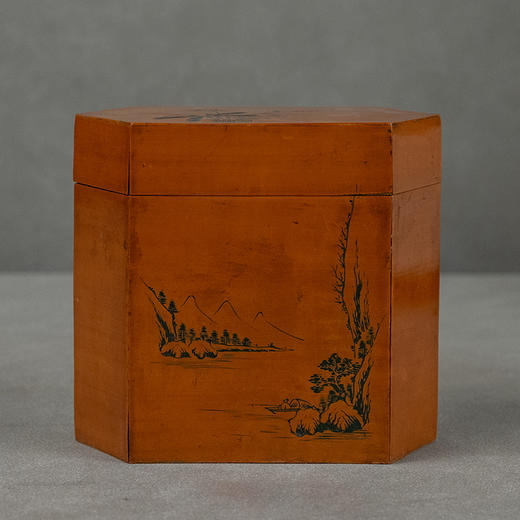 清 竹簧山水人物六角茶仓 商品图0