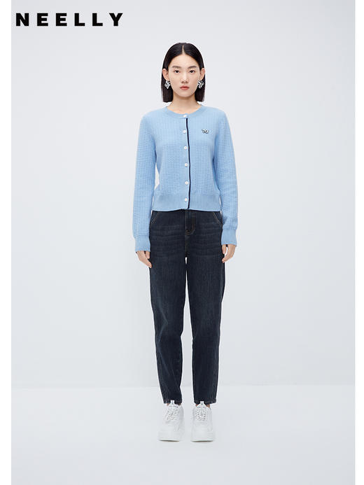 NEELLY纳俪商场同款牛仔哈伦裤锥形裤秋冬复古显瘦修饰腿型萝卜裤N23101H01031 商品图1