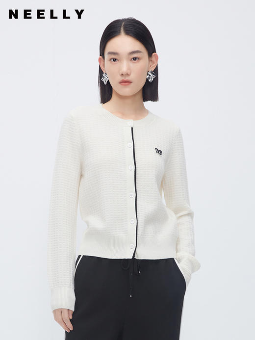 NEELLY纳俪商场同款100%绵羊毛针织衫秋冬简约百搭慵懒风软糯毛衣N23101A01001 商品图2