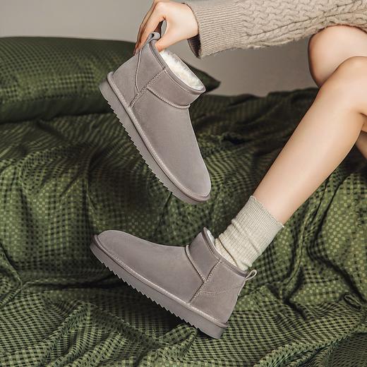ZHR简约斜口短筒绒暖雪地靴女2023冬季新款舒适便捷女靴韩版百搭 商品图6