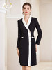 AD黑白撞色西装连衣裙女ol通勤白领职业装v领小香风正装长袖裙子 商品缩略图0