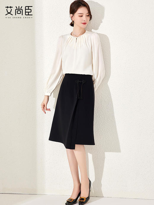 杏色职业衬衫女新中式盘扣小个子上衣气质小众设计感百搭通勤衬衣 商品图2