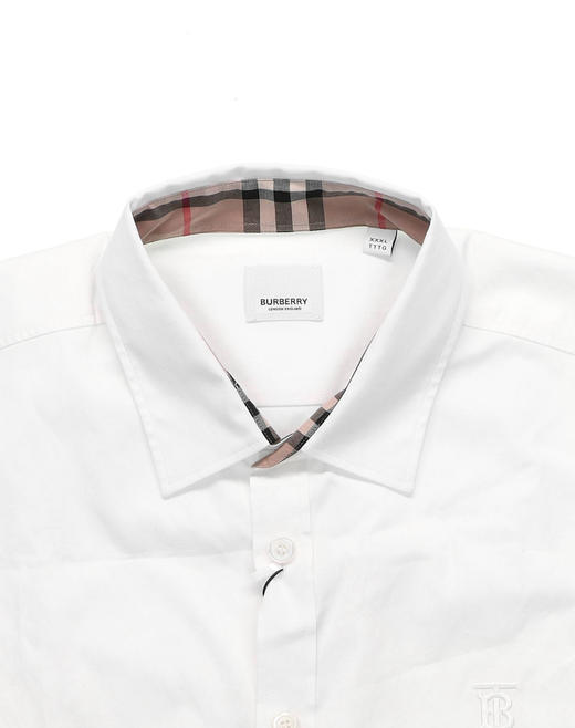 【预定款】BURBERRY博柏利 男士全棉 格纹印花袖口领口 胸前TB刺绣长袖衬衫 8032308 偏大一码 商品图4