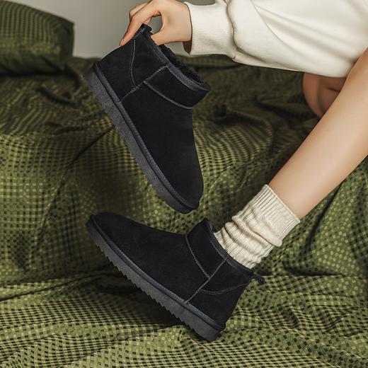 ZHR简约斜口短筒绒暖雪地靴女2023冬季新款舒适便捷女靴韩版百搭 商品图3