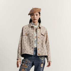 谜底提花牛仔外套女2023冬季新款复古雪尼尔宽松中长款234MW1499