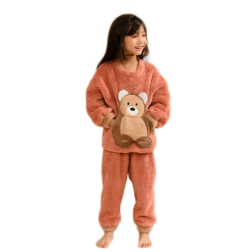 儿童睡衣秋冬套装 男女中大童加厚舒棉绒儿童家居服 商品图4