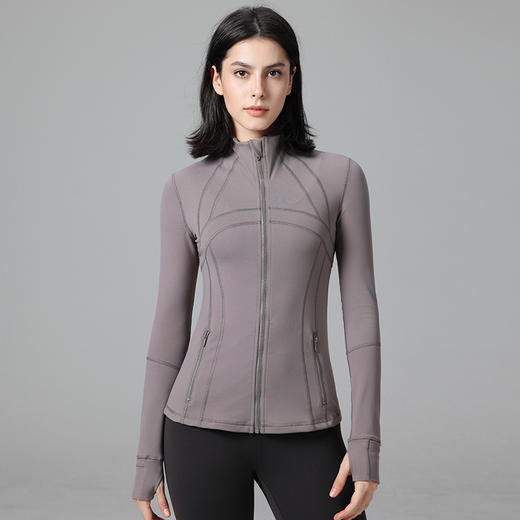 【运动与时尚完美交融！引领潮流】瑜伽服外套春秋冬季瑜伽上衣，跑步健身立领修身运动外套，轻柔高弹、防风保暖、亲肤裸感、全开襟立领、磨毛面料 商品图4