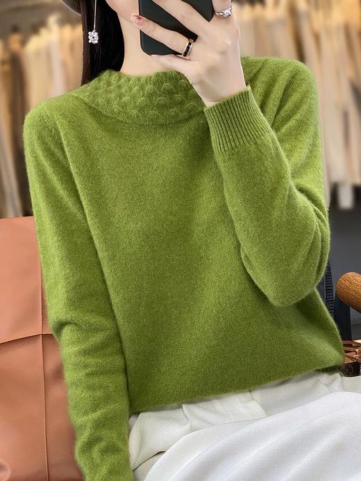 2023年秋冬新款韩版女士圆领长袖安迪绒针织衫女士套头纯色针织衫 商品图3