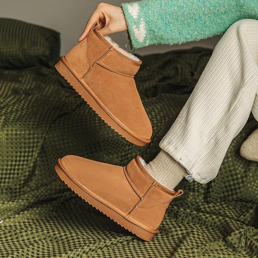 ZHR简约斜口短筒绒暖雪地靴女2023冬季新款舒适便捷女靴韩版百搭 商品图11