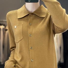 新款2023秋季风气质6羊毛开衫翻领常规毛衣女式针织衫