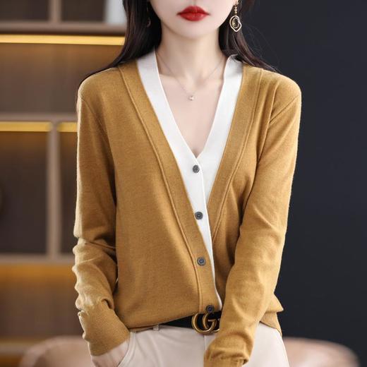 新款2023秋季风气质6羊毛开衫V字领常规毛衣女式针织衫 商品图0