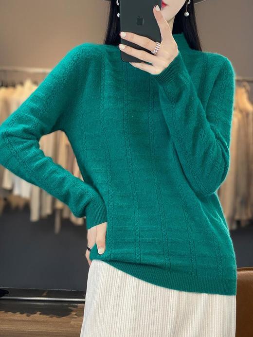 创意款2023秋季韩系风日韩休闲套头半高领常规毛衣女式羊毛衫 商品图2