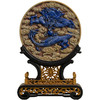 二十世纪 红木黄杨座祁阳石嵌青金石屏芯云龙纹圆形插屏 商品缩略图5