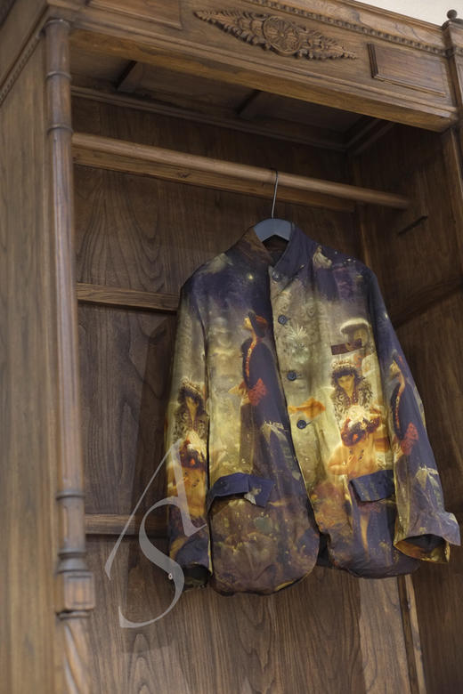 Paul Harnden  男士SADKO印花/浅黄色/浅灰色羊毛BLAZER西装外套 商品图4