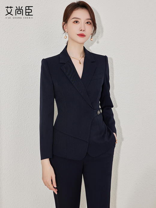 高端藏青色西装套装女早秋2023新款商务面试正装通勤售楼部工作服 商品图0
