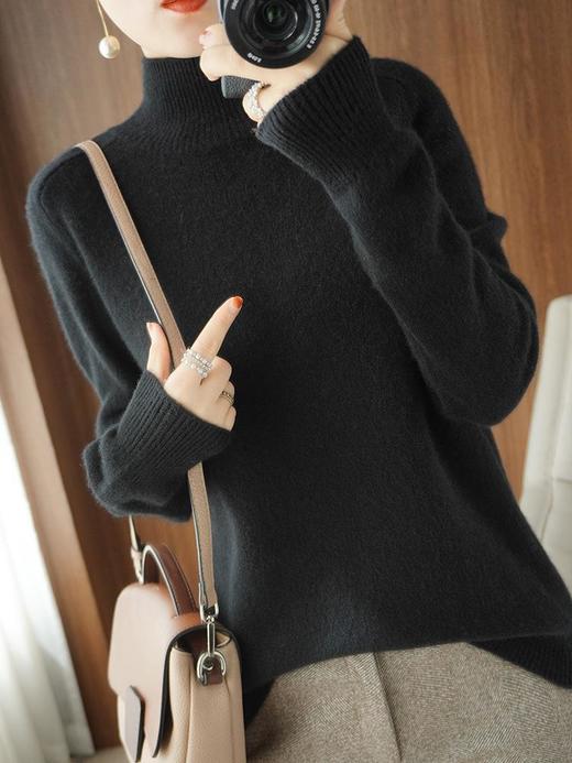 新款2023秋季韩系风日韩休闲套头半高领常规毛衣女式羊毛衫 商品图3