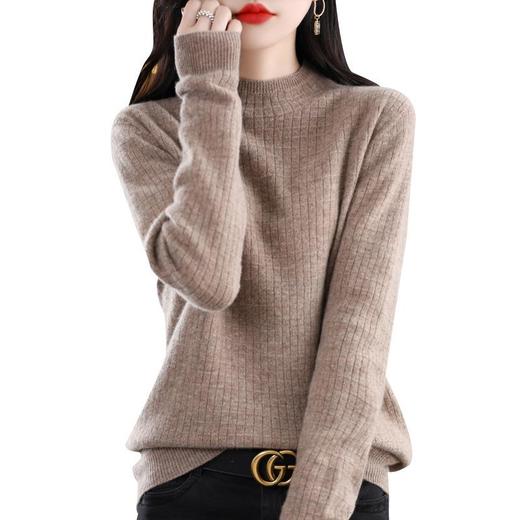 新款2023秋季风气质安迪绒套头厚半高领常规毛衣女式针织衫 商品图5