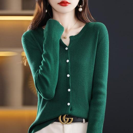 2023秋冬新款韩版针织开衫显瘦打底衫毛衣圆领针织外套 商品图2