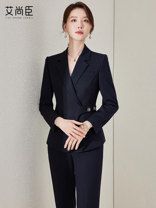 高端藏青色西装套装女早秋2023新款商务面试正装通勤售楼部工作服 商品图2
