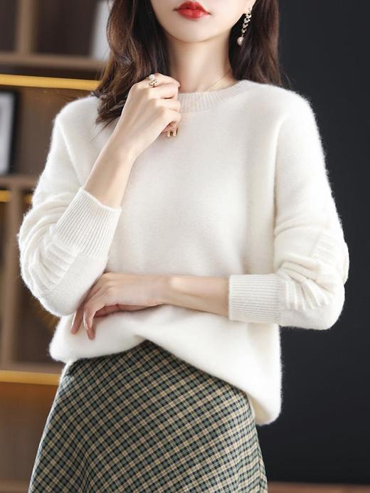2023年秋冬新款韩版女士纯羊毛圆领长袖宽松套头打底女士羊毛衫 商品图1