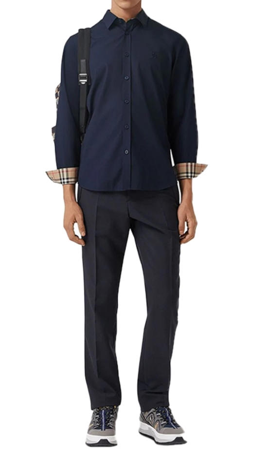 【预定款】BURBERRY博柏利 男士全棉 格纹印花袖口 胸前TB刺绣长袖衬衫 8032306 偏大一码 商品图6