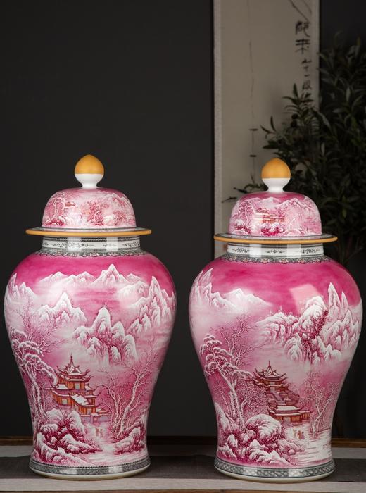 玛瑙红雪景山水将军罐 商品图0