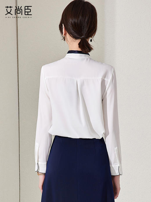 艾尚臣衬衫女秋季2023新款气质女士上衣长袖休闲宽松白衬衣 商品图4