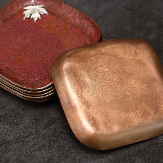 纯铜春华秋实杯托 | 三生有杏杯托  手工紫铜茶杯垫隔热茶托禅意杯托盏托茶具配件轻奢高档 商品图13