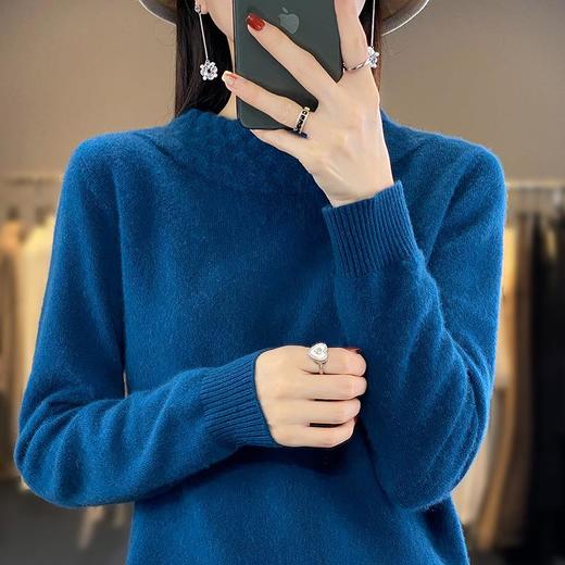 2023年秋冬新款韩版女士圆领长袖安迪绒针织衫女士套头纯色针织衫 商品图4