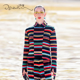 羊绒彩条翻领女套衫SJF95W273K