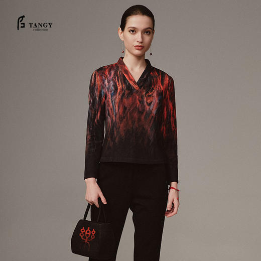 TANGY Collection天意精品 2023冬季新品商场同款国风女士休闲T恤 商品图0