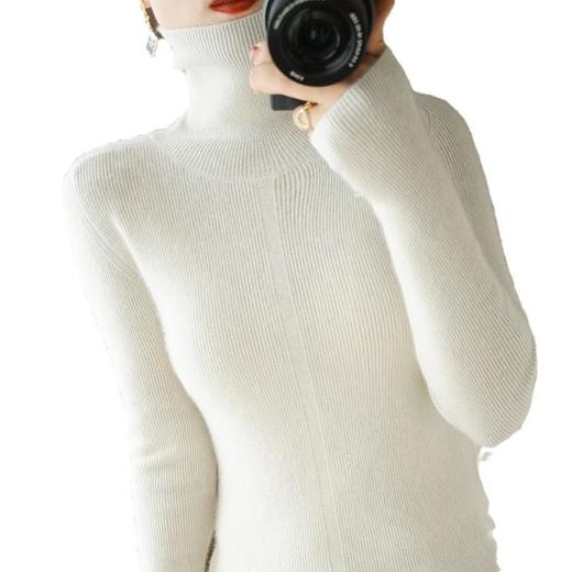 品牌2023秋季韩系风日韩休闲纯羊毛套头高领常规毛衣女式羊毛衫 商品图4