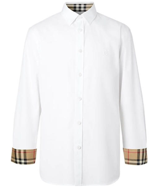 【预定款】BURBERRY博柏利 男士全棉 格纹印花袖口领口 胸前TB刺绣长袖衬衫 8032308 偏大一码 商品图2