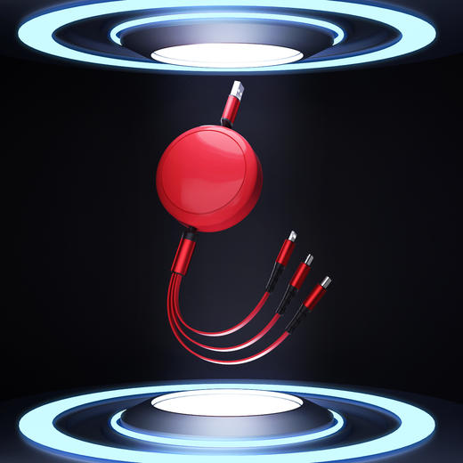 源头工厂三合一100W快充数据线小礼品多功能伸缩一拖三手机充电线 商品图3