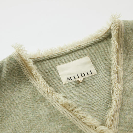 谜底短款毛呢外套女2023冬款复古文艺毛边宽松呢子大衣234MD1464 商品图3