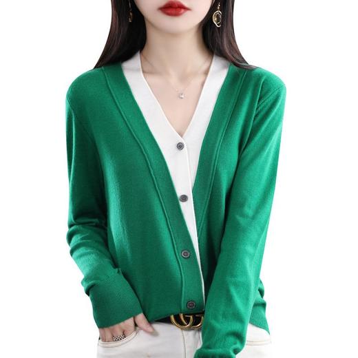 新款2023秋季风气质6羊毛开衫V字领常规毛衣女式针织衫 商品图4