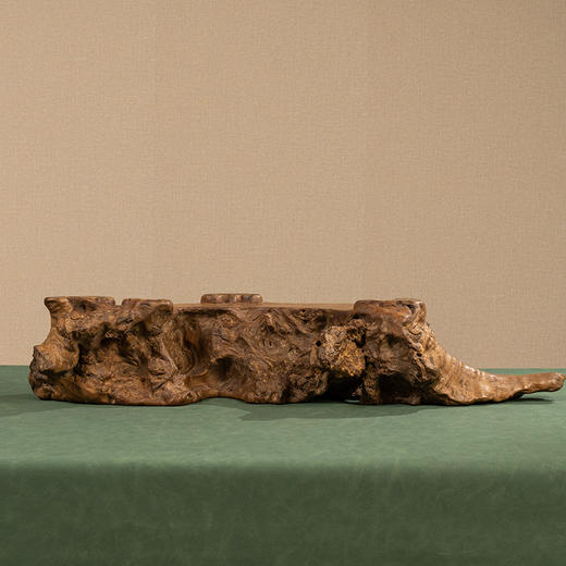 清 瘿木雕灵芝如意器座 商品图0