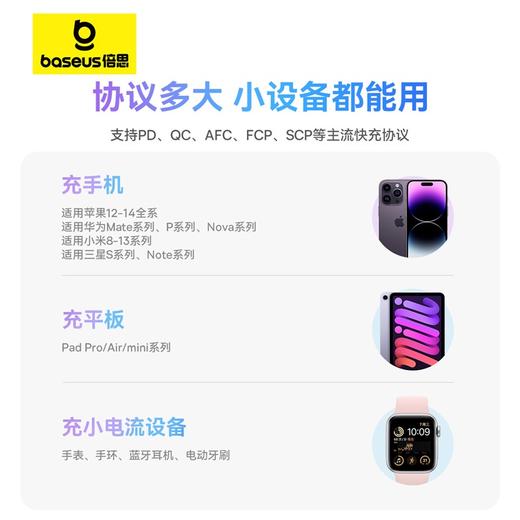 倍思 明电 数显快充移动电源 双C线版 10000/20000mAh 30W 苹果15闪充 商品图5
