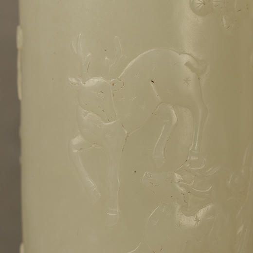 清 玉雕松鹿图笔筒（锦座） 商品图2