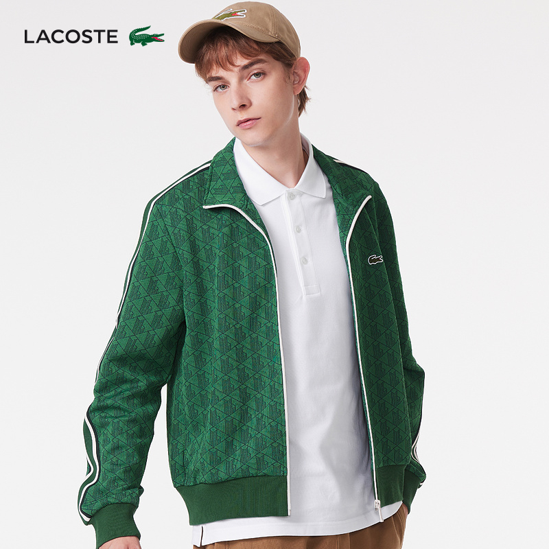 【海南专供价】Lacoste法国鳄鱼男装新款复古印花拉链卫衣外套SH1368-10