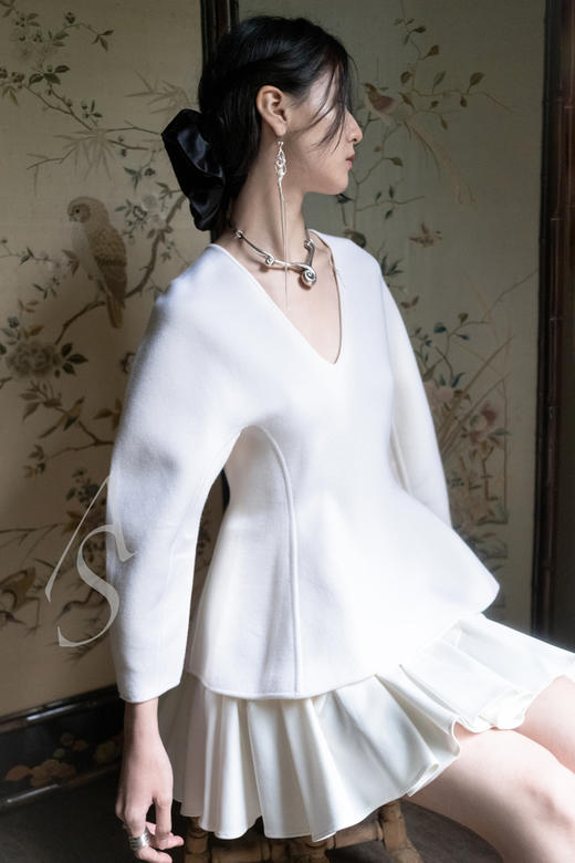 Ashlyn 白色MERYL菱纹短裙 商品图2