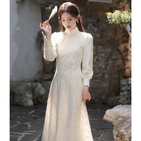 BJS-8521改良气质复古蕾丝旗袍长款 秋季新款民国风日常显瘦旗袍裙8521