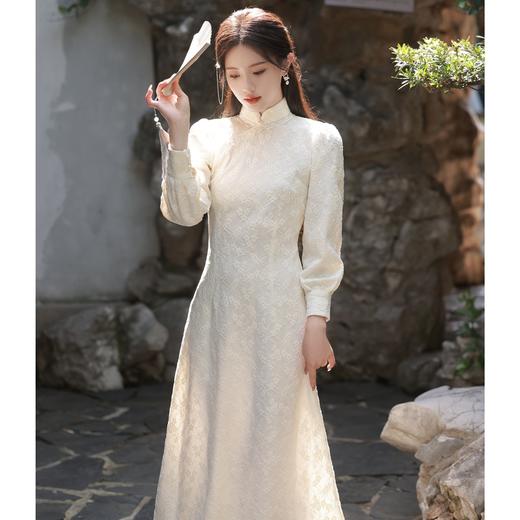 BJS-8521改良气质复古蕾丝旗袍长款 秋季新款民国风日常显瘦旗袍裙8521 商品图0