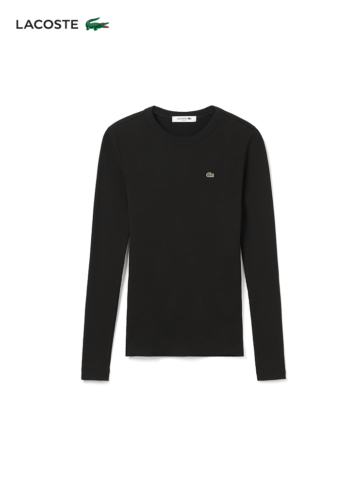 【海南专供价】Lacoste法国鳄鱼女装新款纯色圆领长袖T恤打底衫TF1692-10