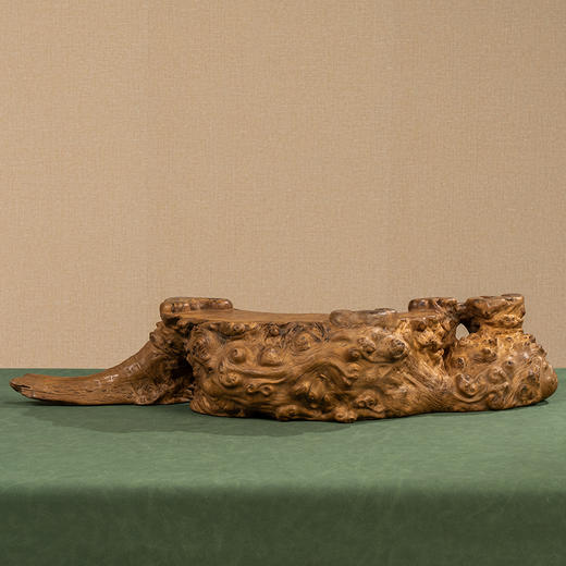 清 瘿木雕灵芝如意器座 商品图4