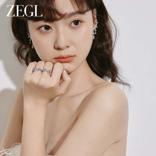 ZEGL设计师紫罗繁星系列紫色锆石戒指女冷淡风高级指环开口食指戒 商品图6